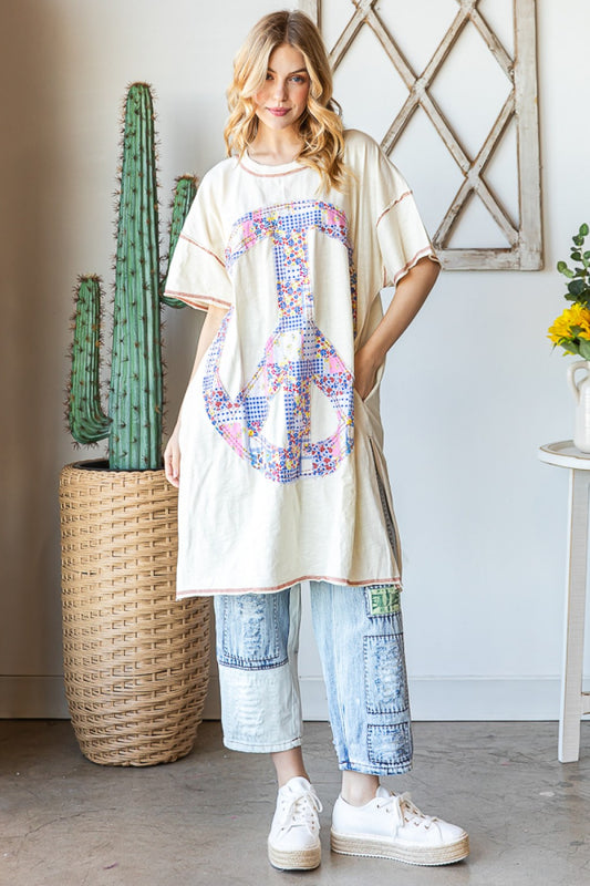 Boho Peace Sign Tunic 8454 Final Sale