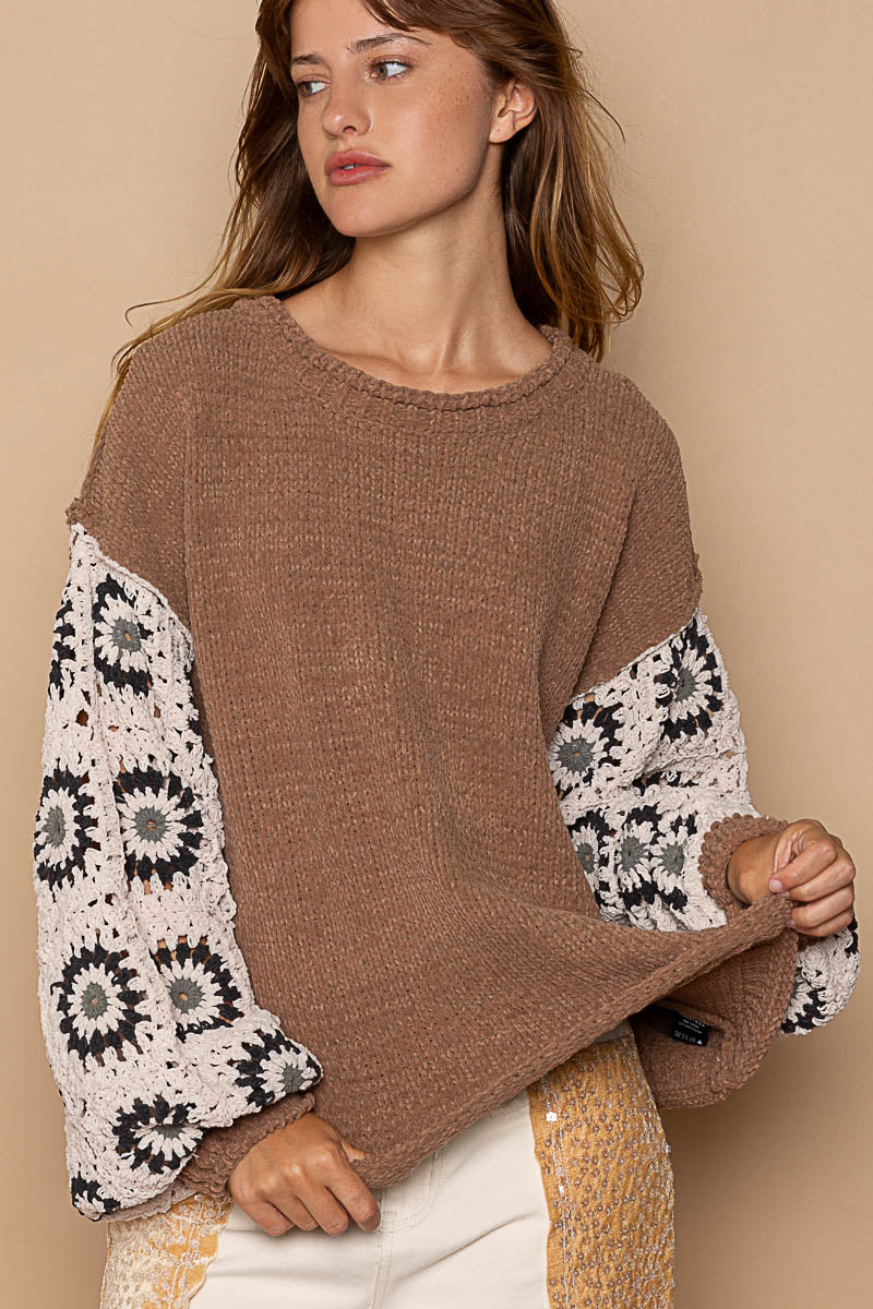 Boho Patch Crochet Sweater P231