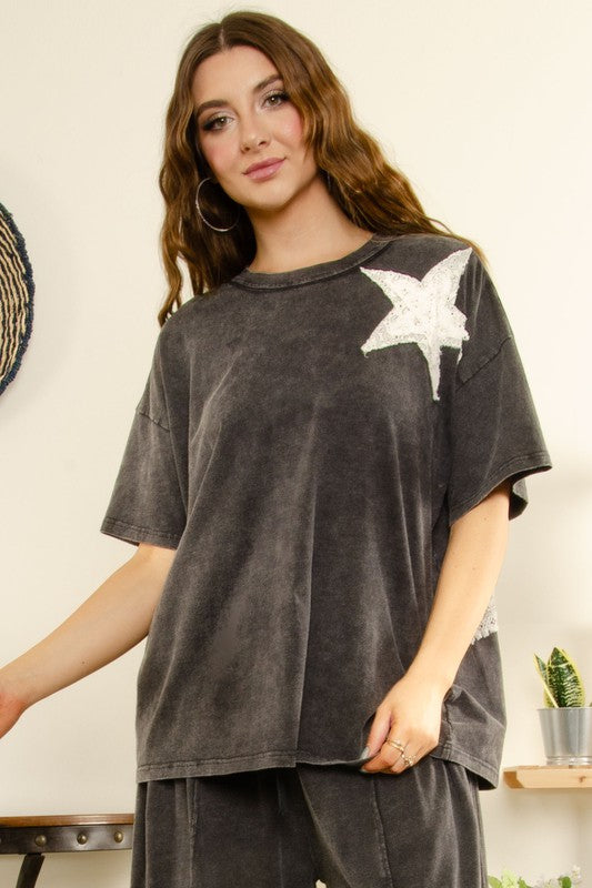 Lacy Star Patch Top P238