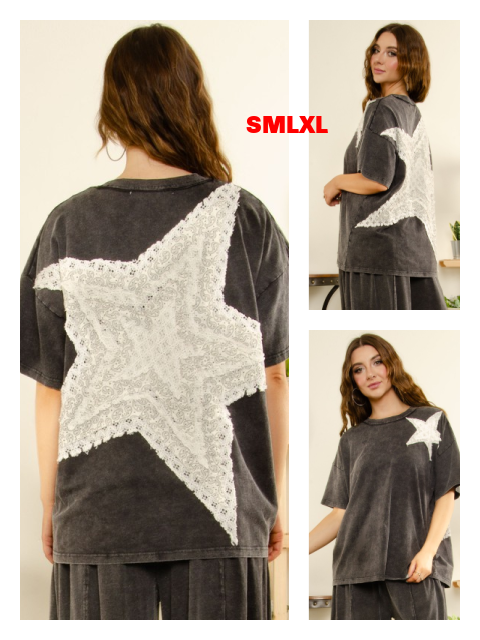 Lacy Star Patch Top P238