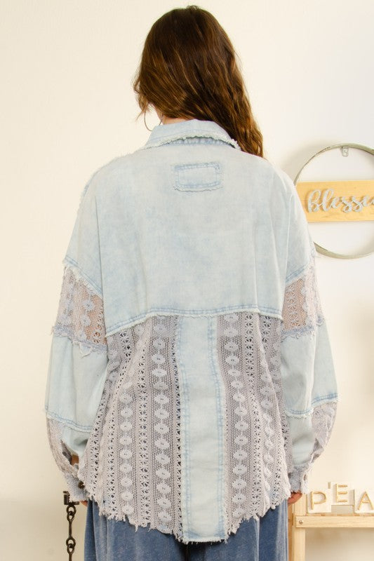 Fancy Lace Denim Shacket P239