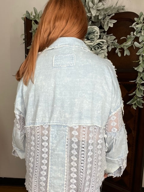 Fancy Lace Denim Shacket P239