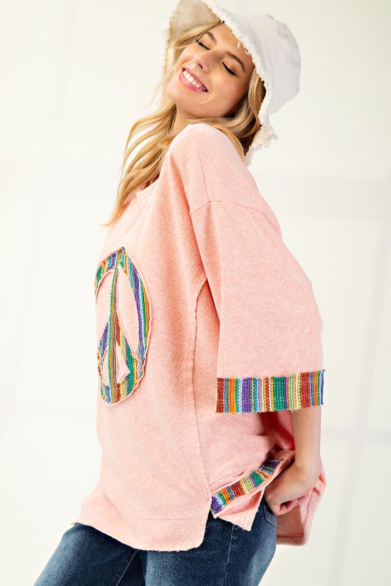 Easel Peace Patch Tunic Top P355