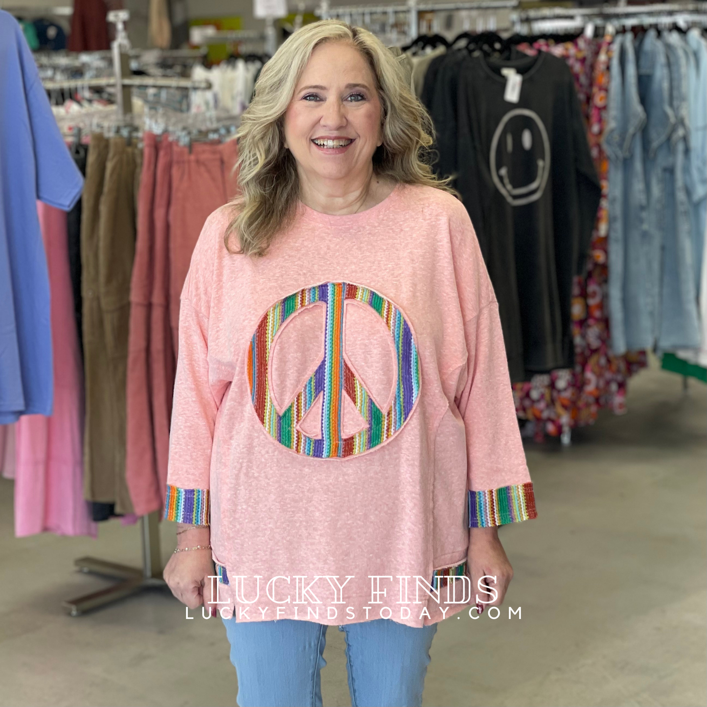 Easel Peace Patch Tunic Top P355