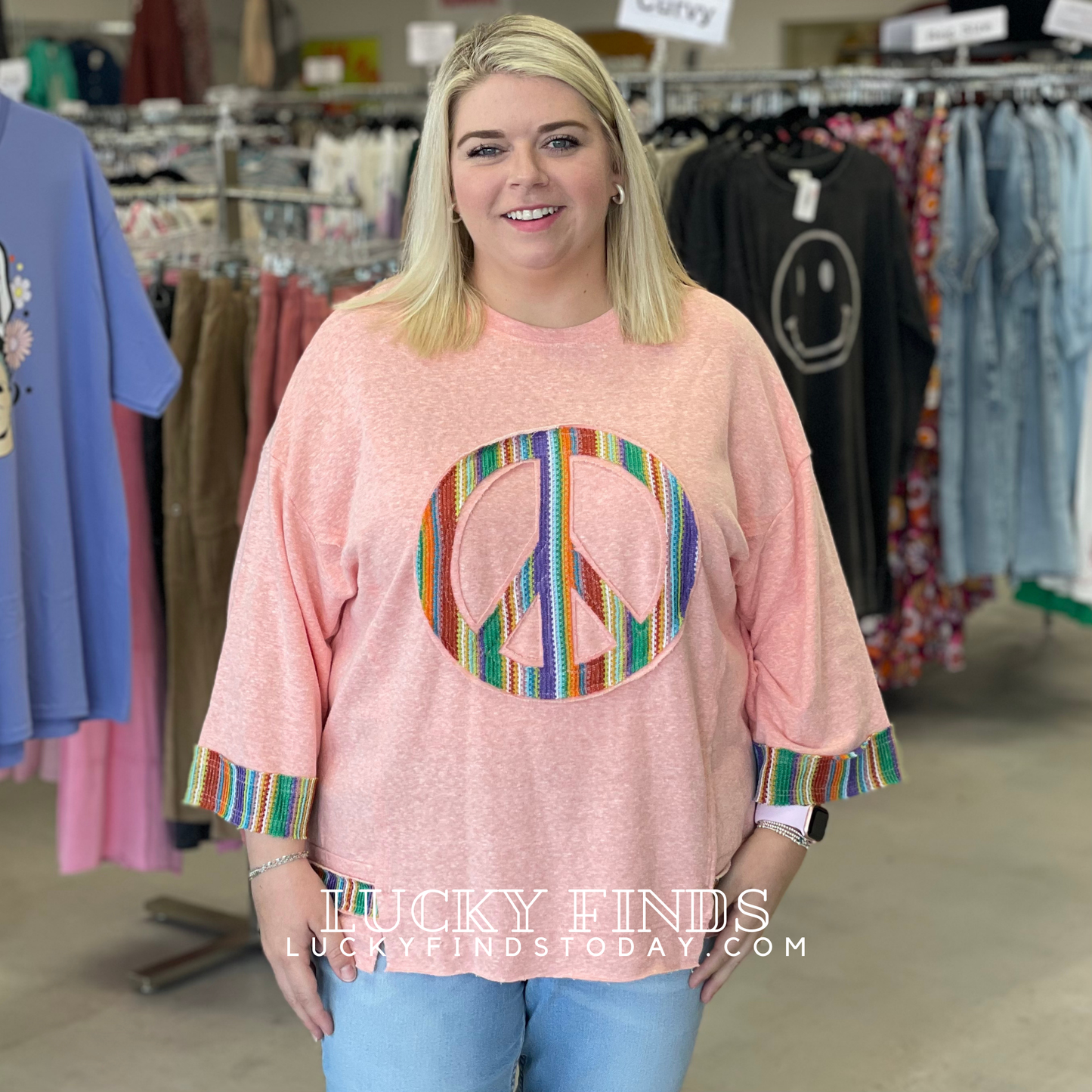 Easel Peace Patch Tunic Top P355