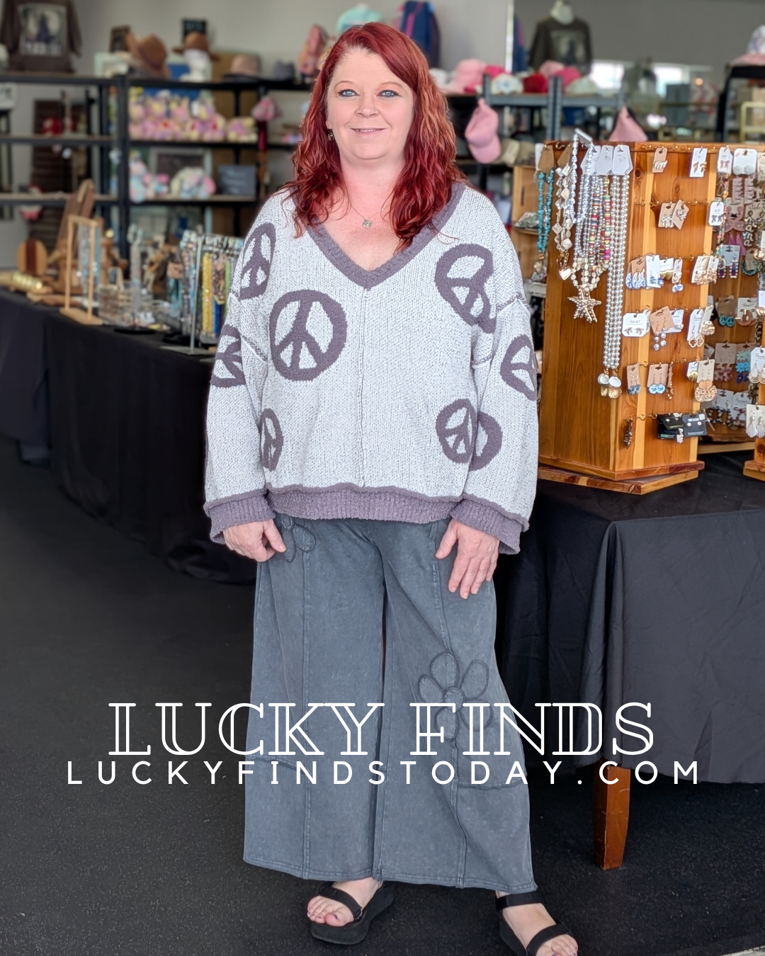 Cozy Peace Sign Sweater P372