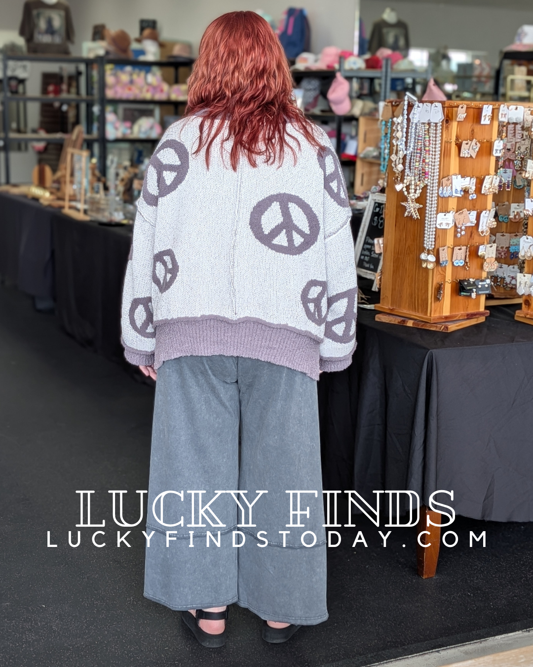 Cozy Peace Sign Sweater P372