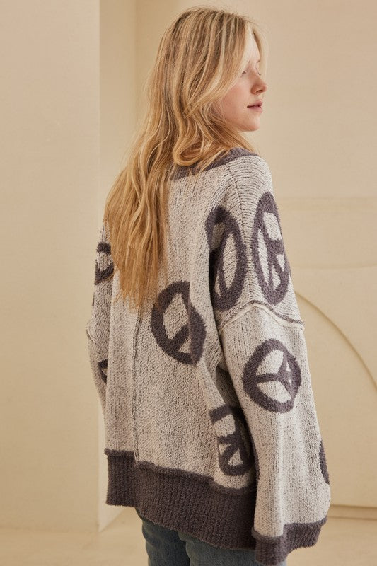 Cozy Peace Sign Sweater P372