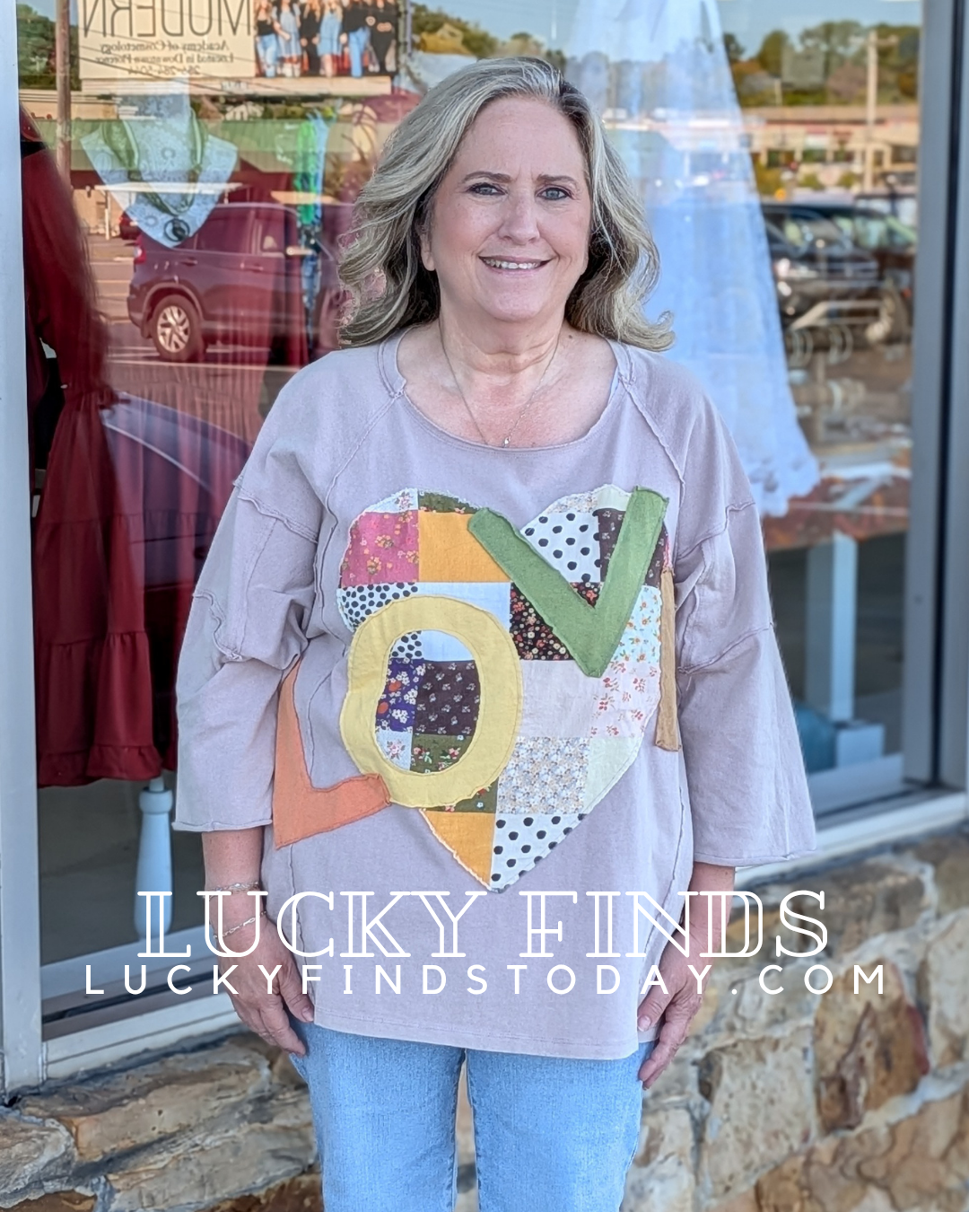 Cozy Easel Love Patch Top P379