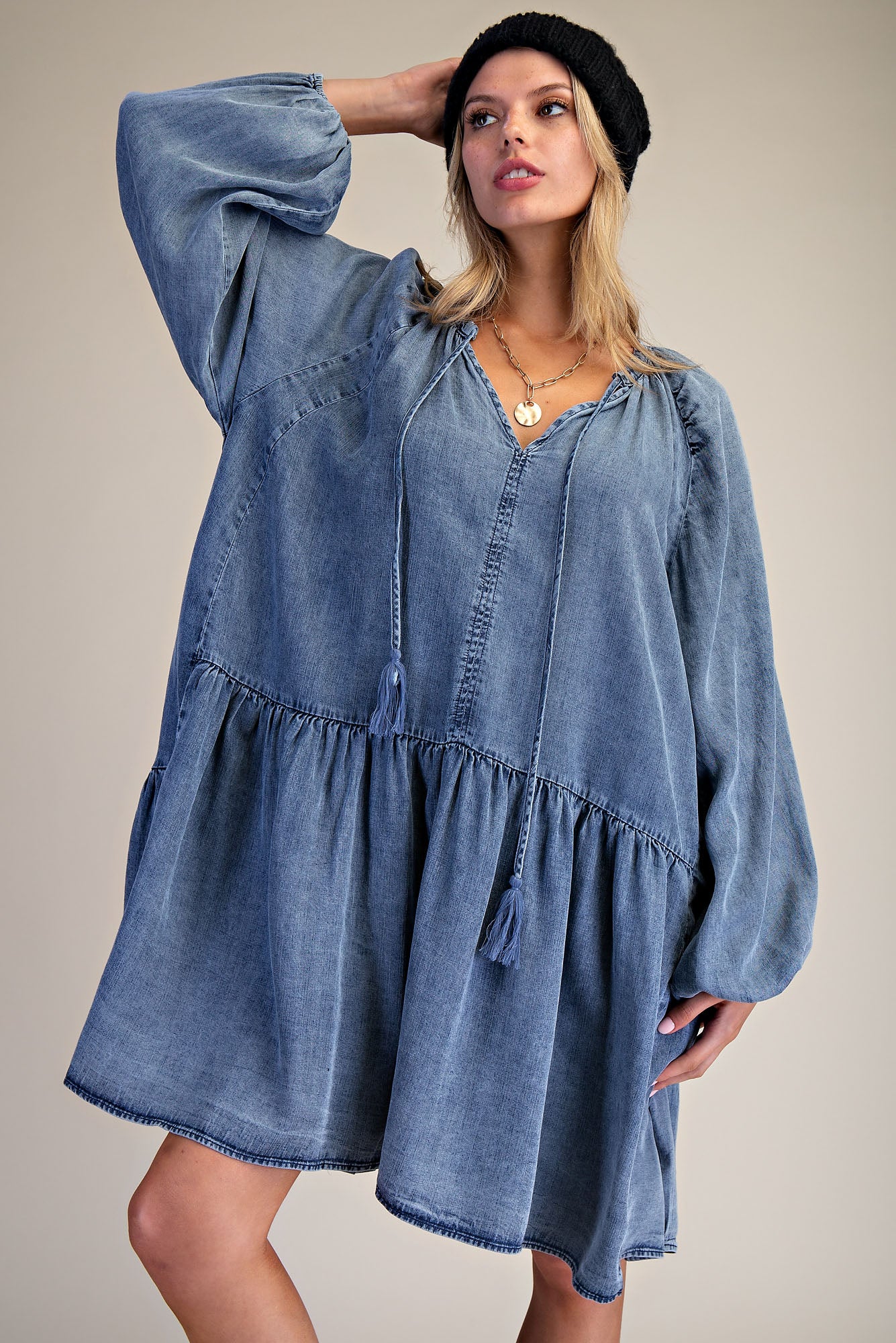 Vintage Easel Washed Denim Dress P419 L / Denim Vintage Easel Washed Denim Dress P419 L / Denim