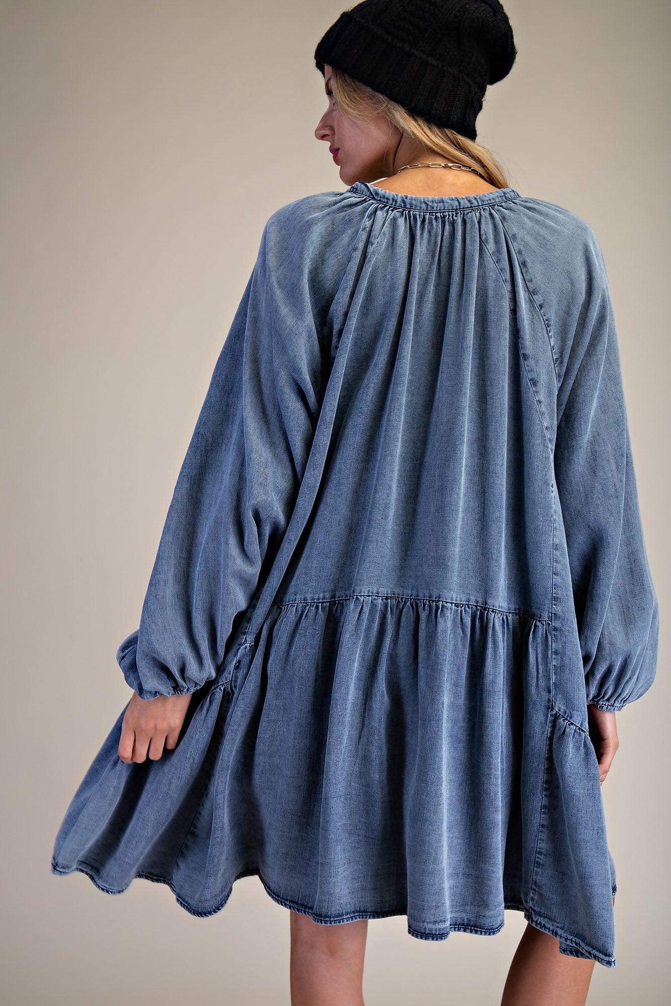 Vintage Easel Washed Denim Dress P419 L / Denim