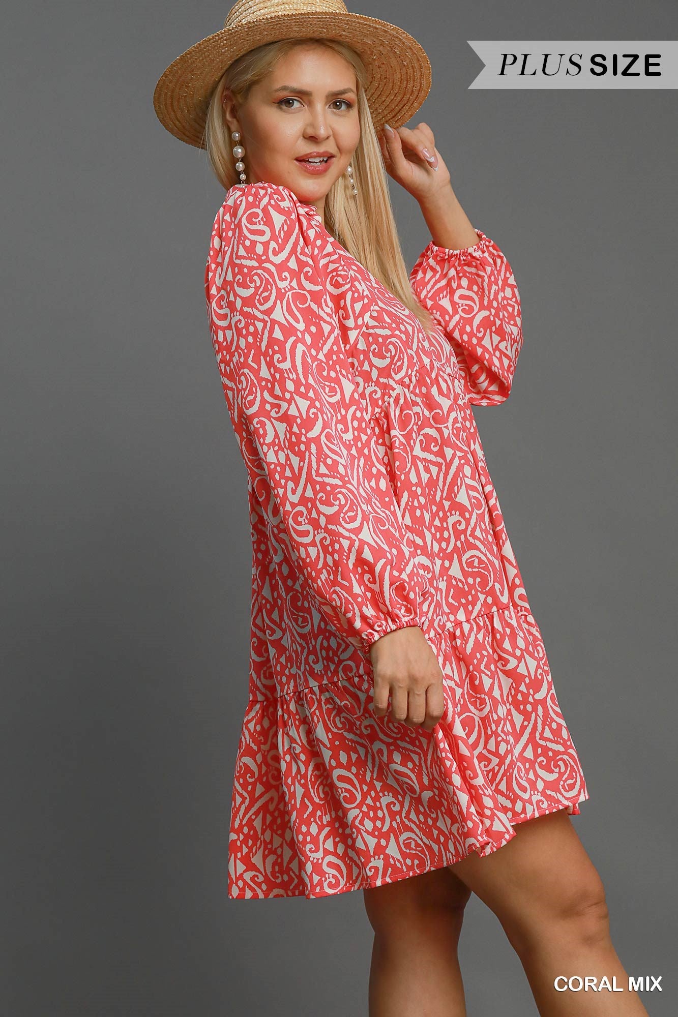 Umgee Multi Tiered Dress P431 XL / Coral Umgee Multi Tiered Dress P431 XL / Coral