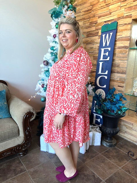 Umgee Multi Tiered Dress P431 XL / Coral Umgee Multi Tiered Dress P431 XL / Coral