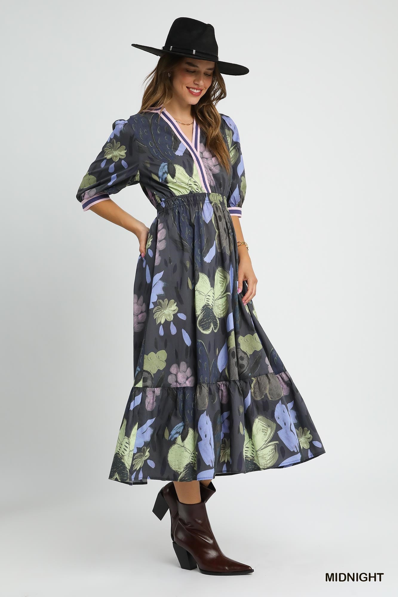 Mosaic Melody Umgee Midi Dress P439 S / M.Blue Mosaic Melody Umgee Midi Dress P439 S / M.Blue
