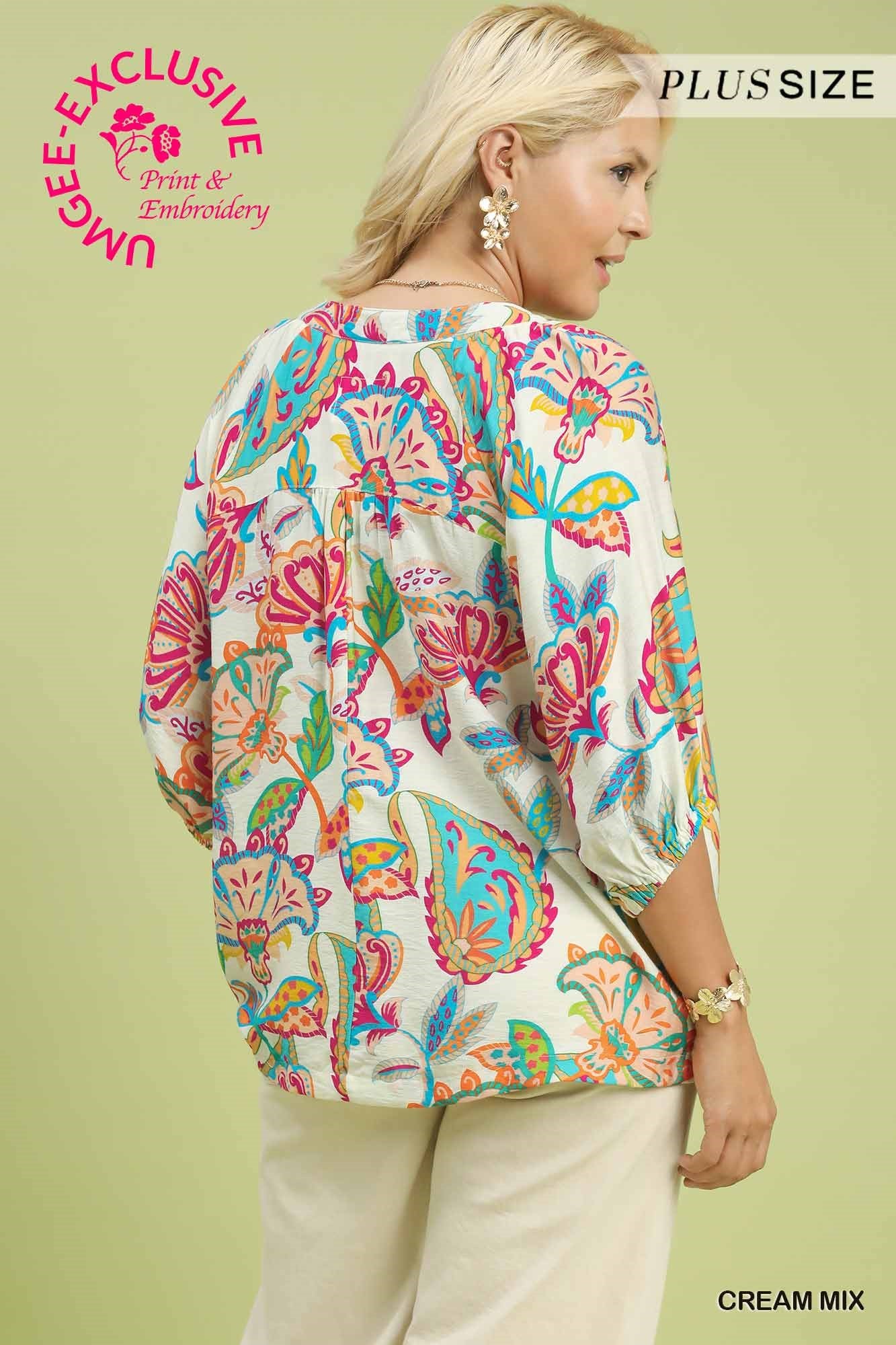 Fancy Paisley Print Umgee Top P462