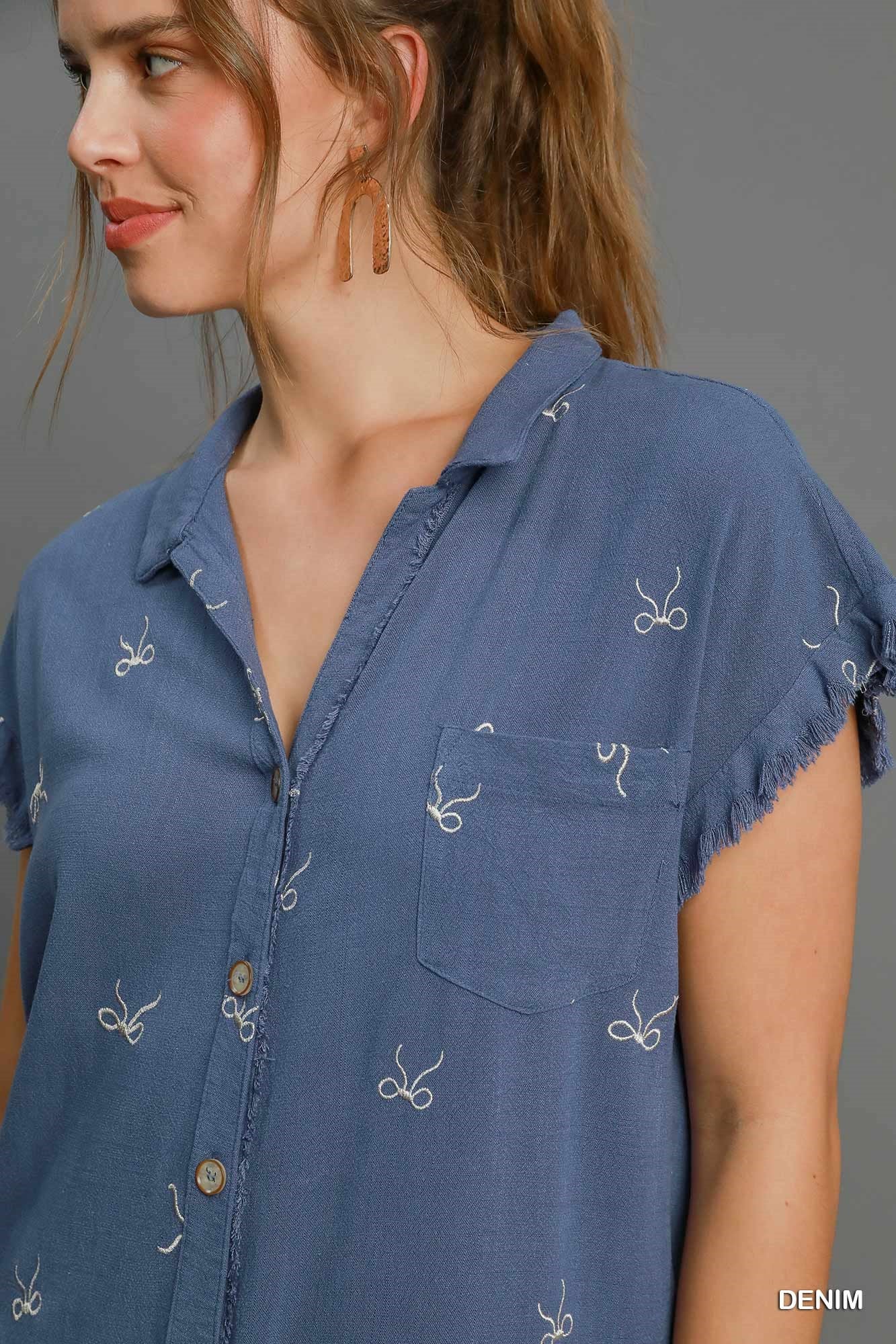 Umgee Linen Shirt Dress P470