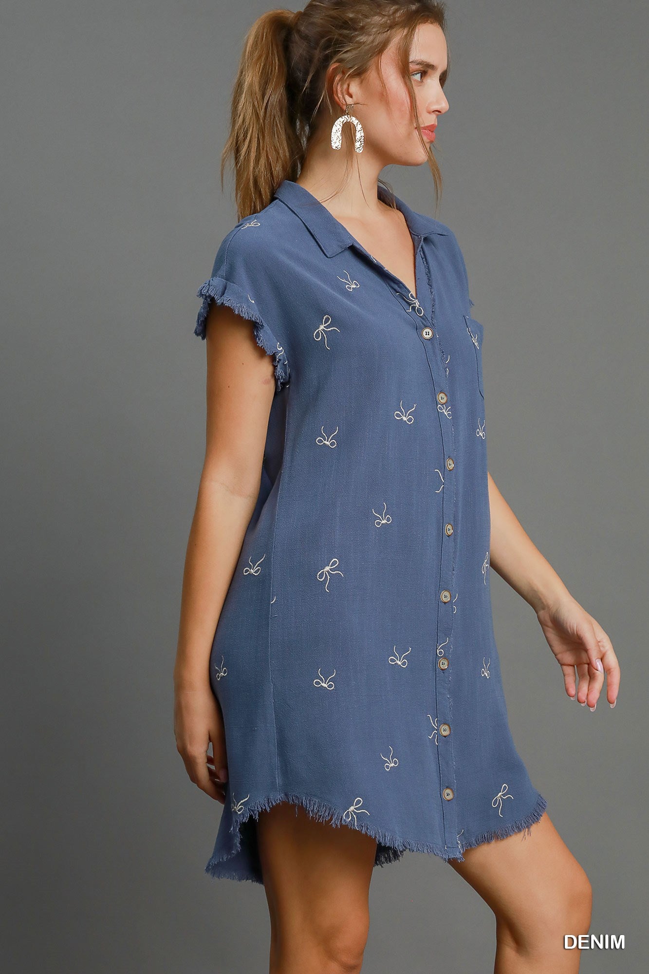 Umgee Linen Shirt Dress P470