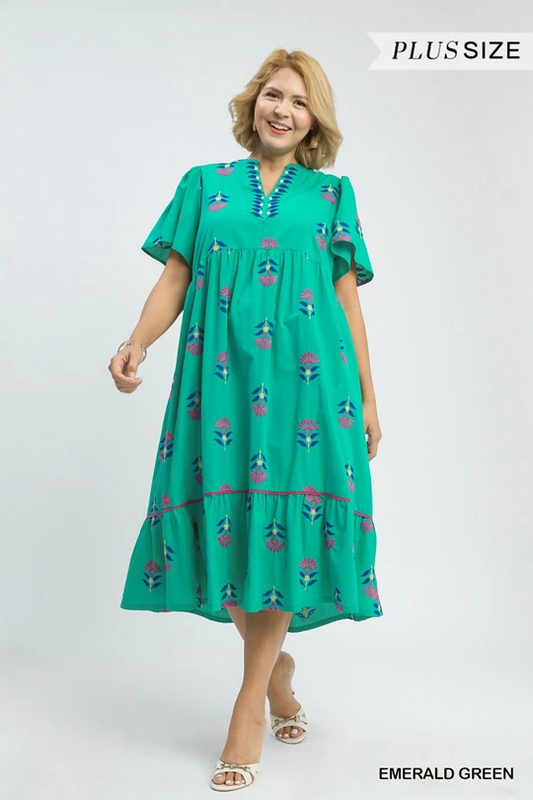 Umgee Curvy Floral Midi P471