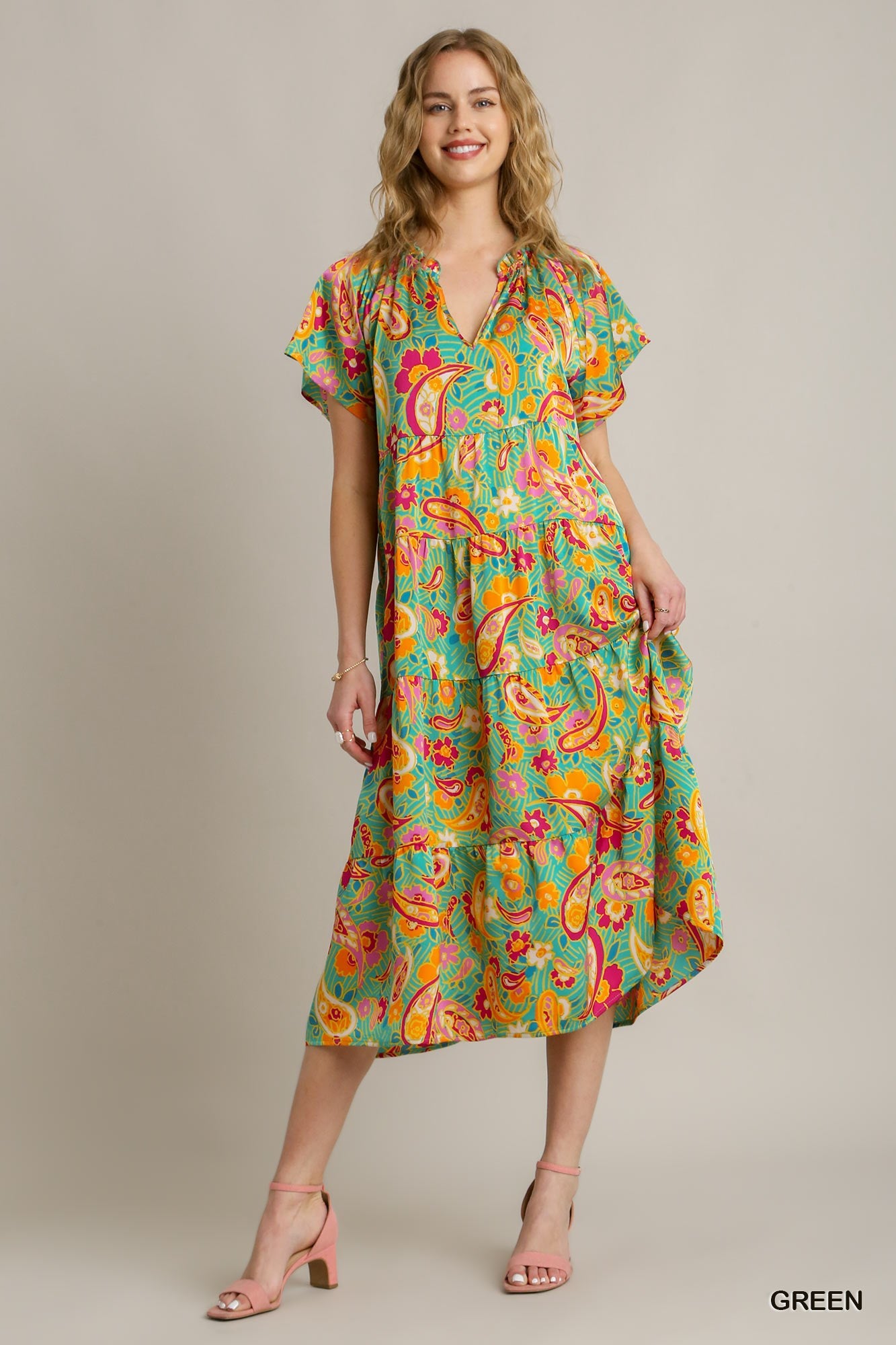 Umgee Satin Tiered Maxi P472