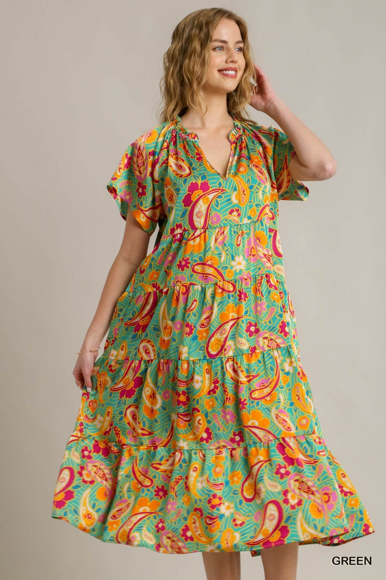 Umgee Satin Tiered Maxi P472