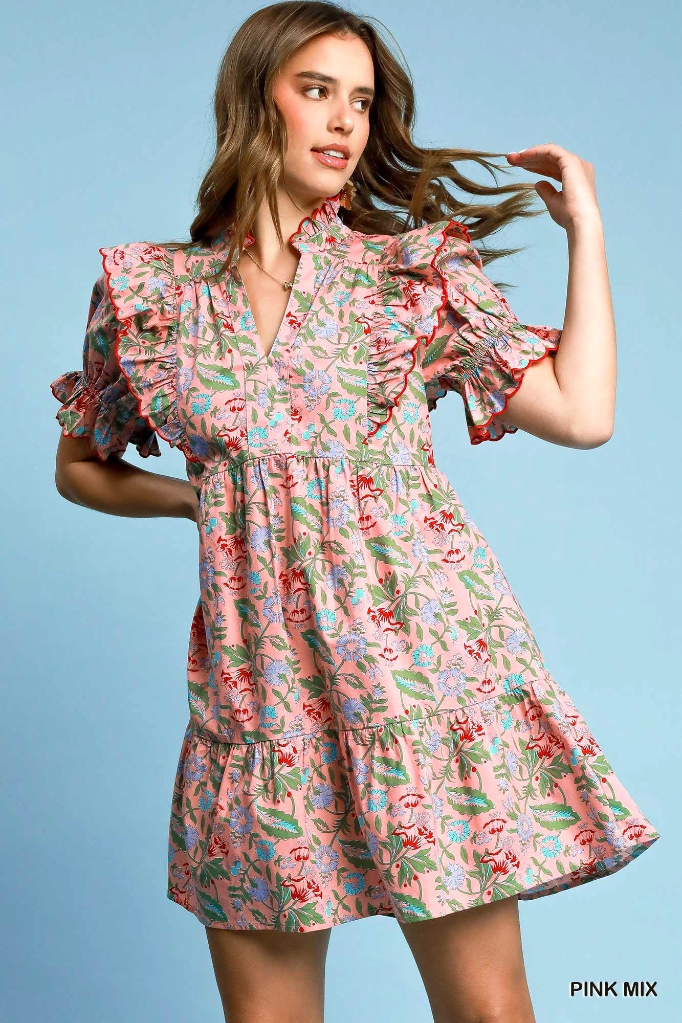 Romantic Umgee Ruffle Sleeves Dress P484