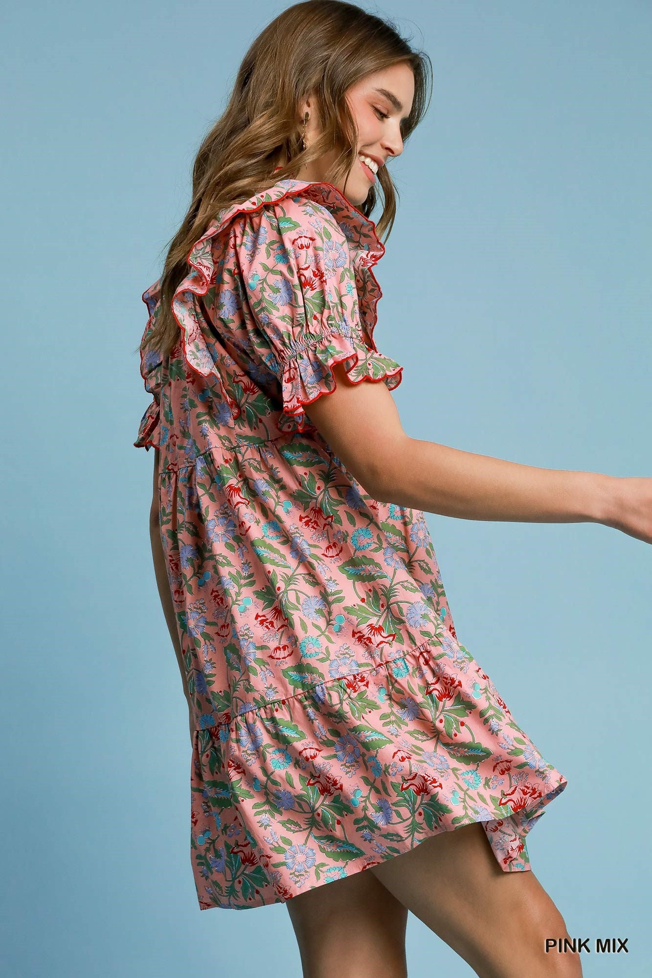 Romantic Umgee Ruffle Sleeves Dress P484