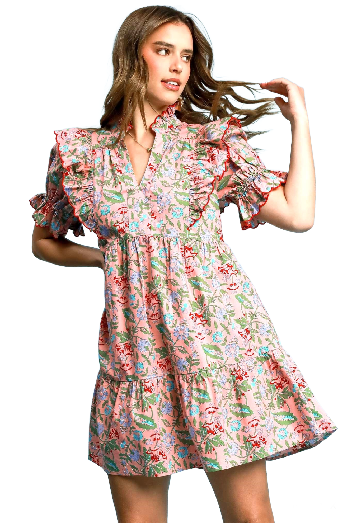 Romantic Umgee Ruffle Sleeves Dress P484