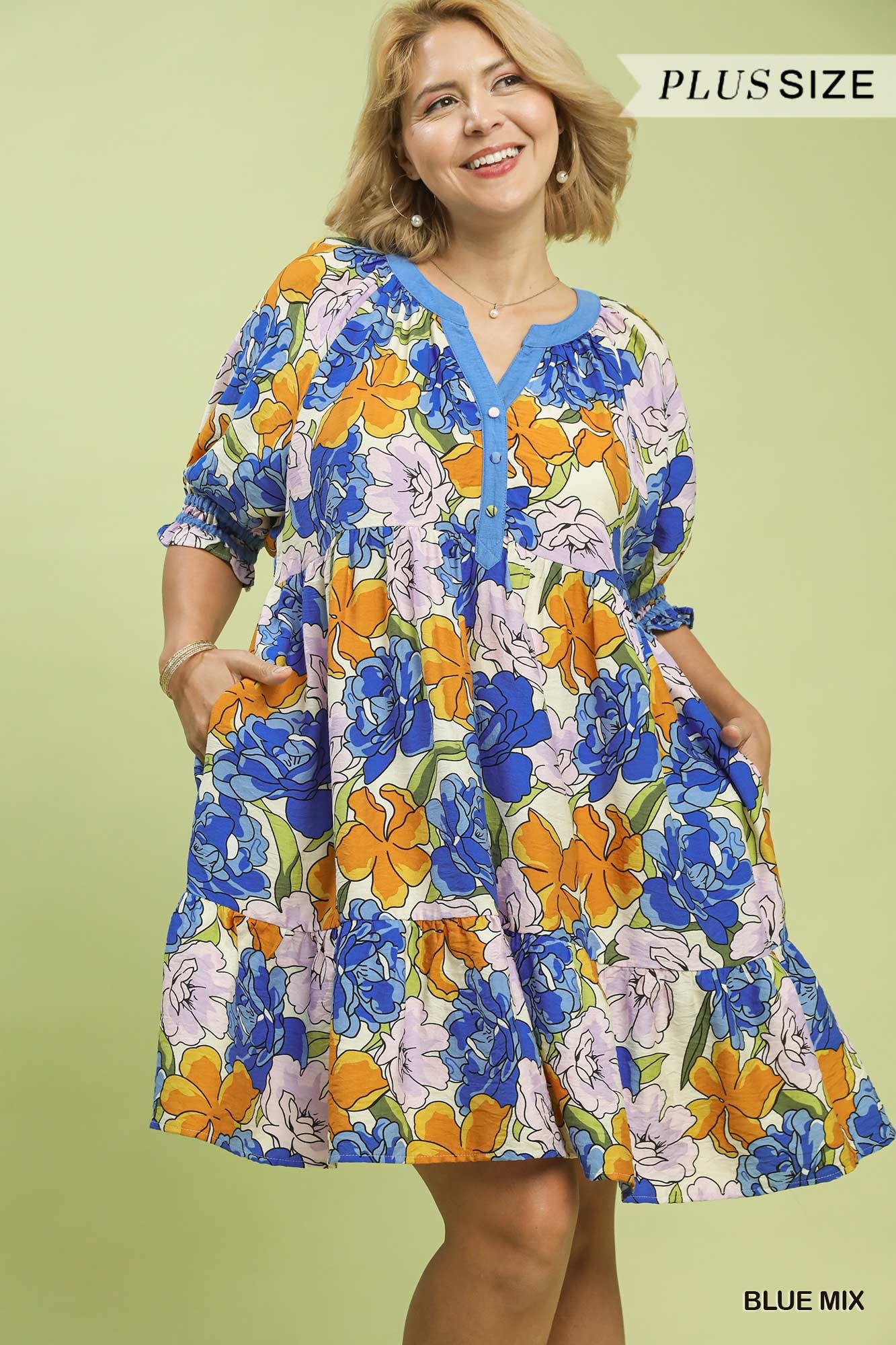 Evermore Umgee Curvy Babydoll Dress P495
