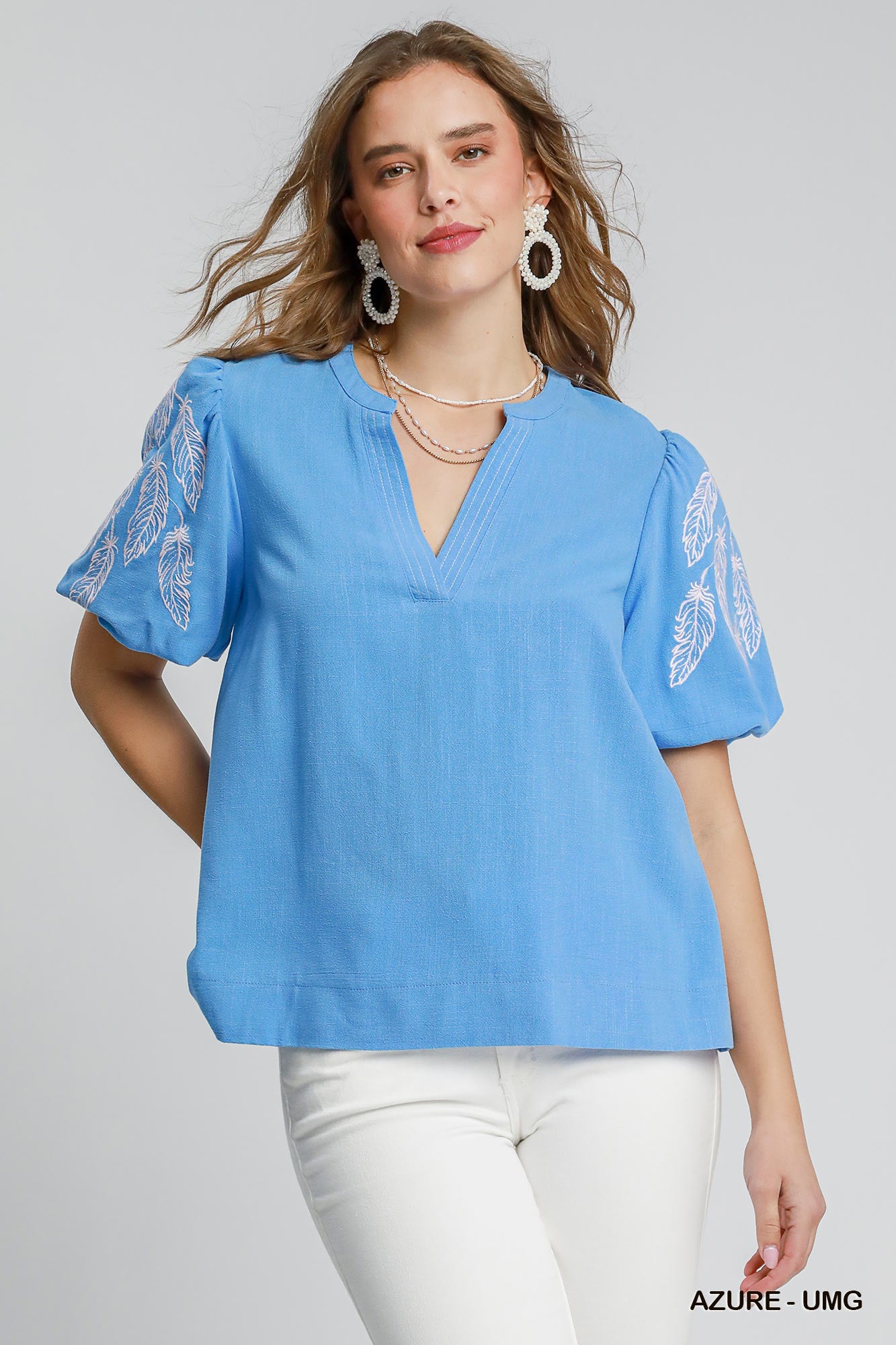 Umgee Embroidered Linen Top P502