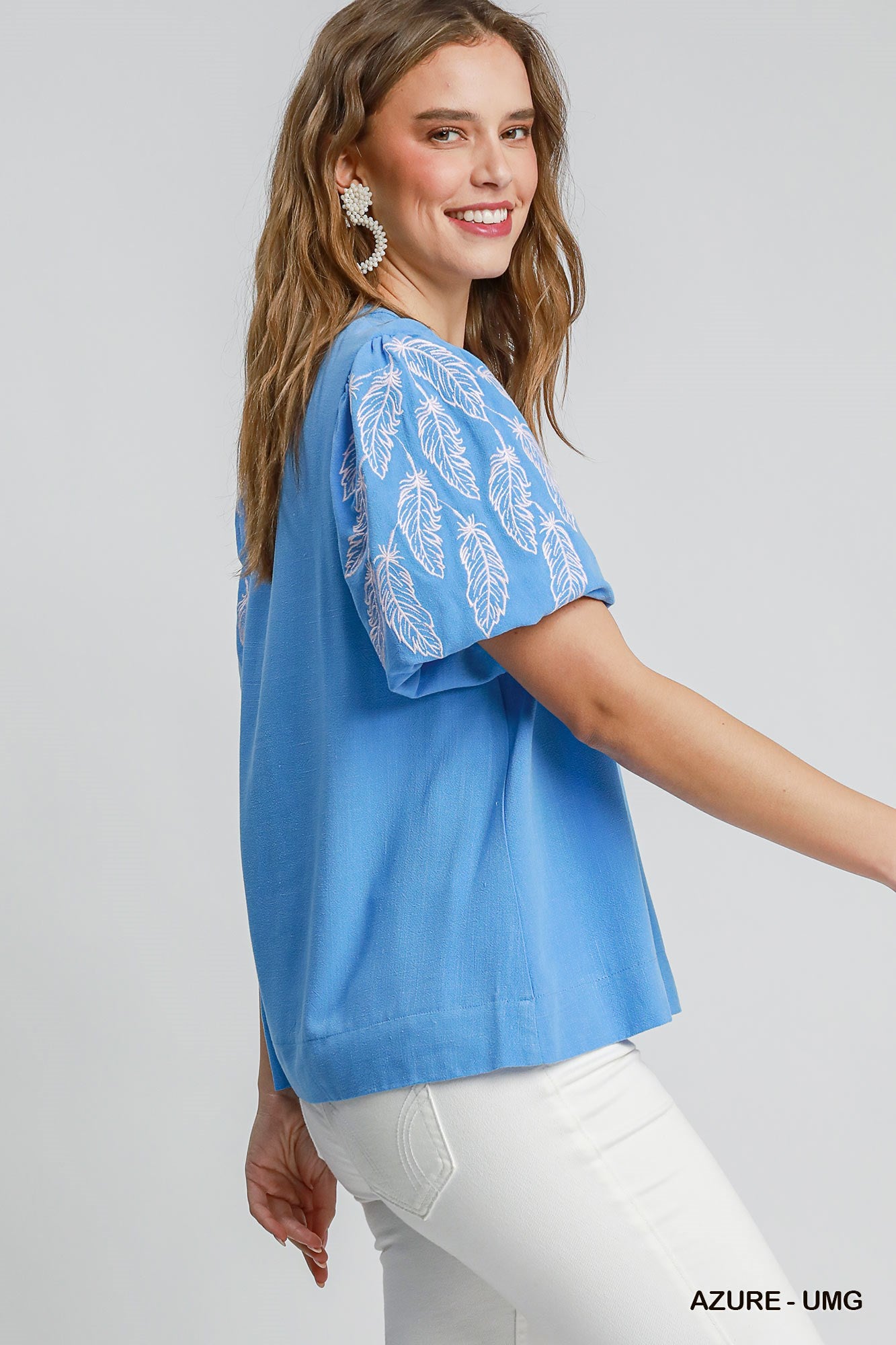 Umgee Embroidered Linen Top P502
