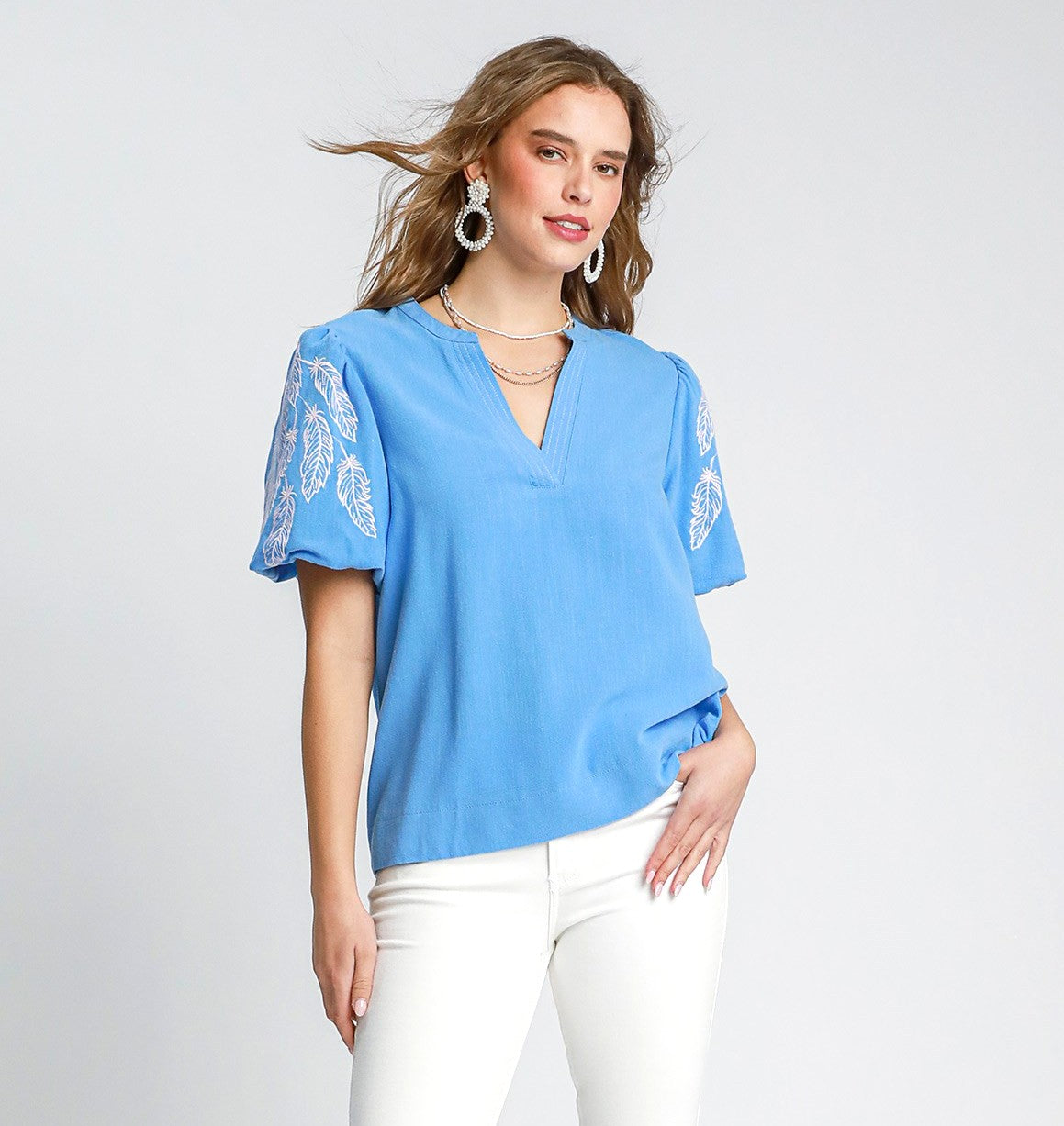 Umgee Embroidered Linen Top P502