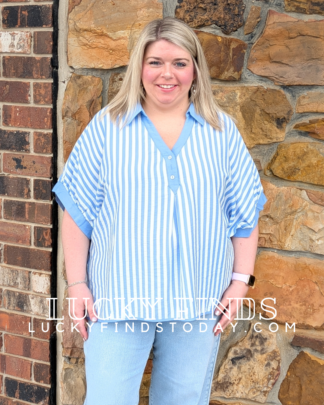 Umgee Stripe Contrast Top P503