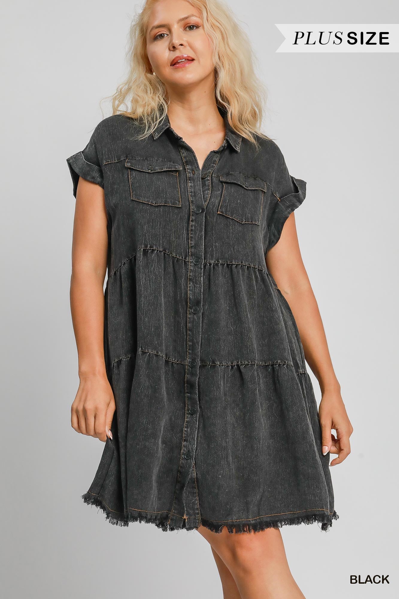 Umgee Fancy Button Curvy Dress P507