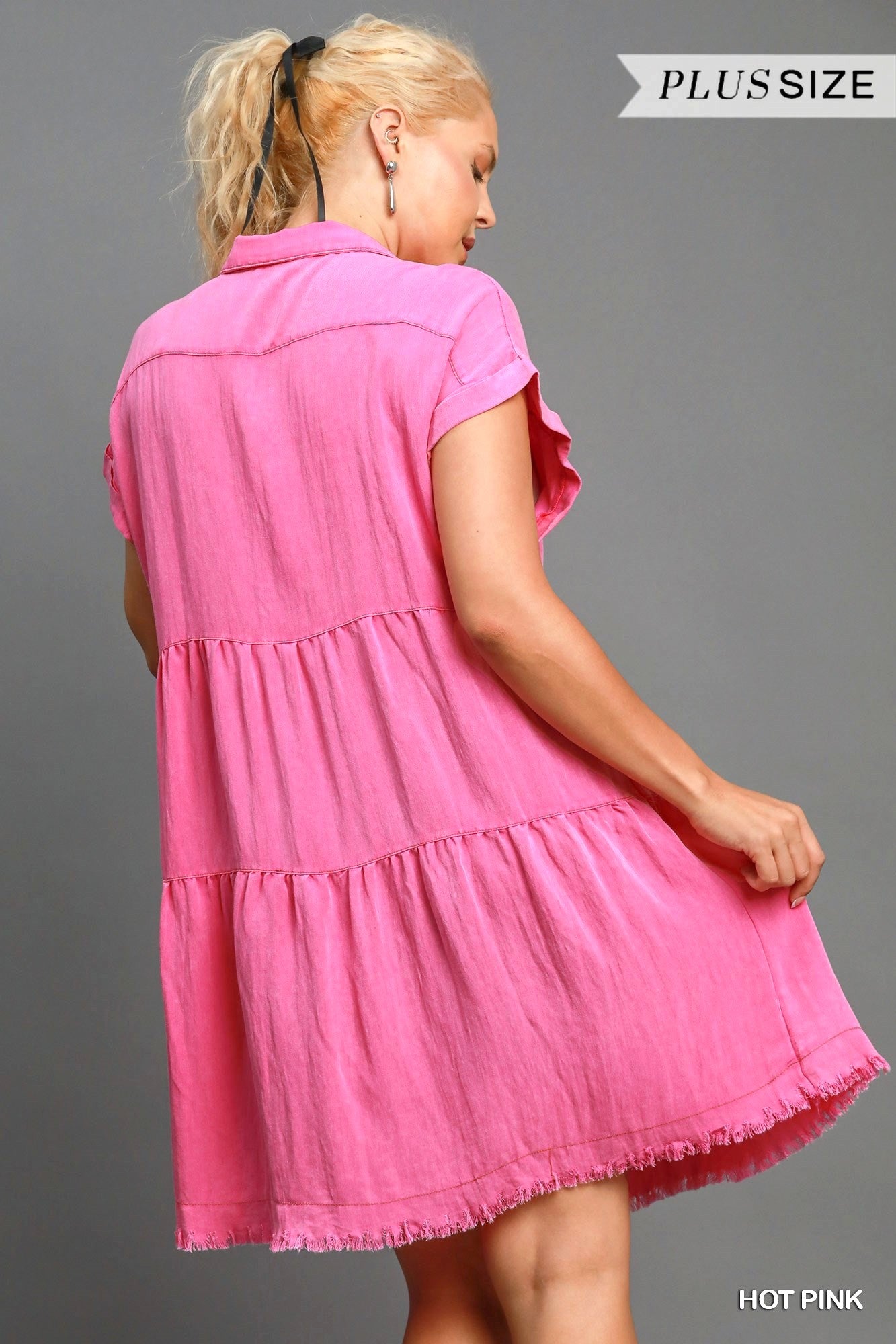 Umgee Fancy Button Curvy Dress P507