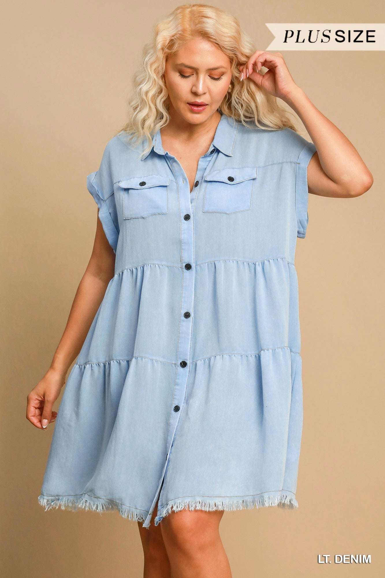 Umgee Fancy Button Curvy Dress P507