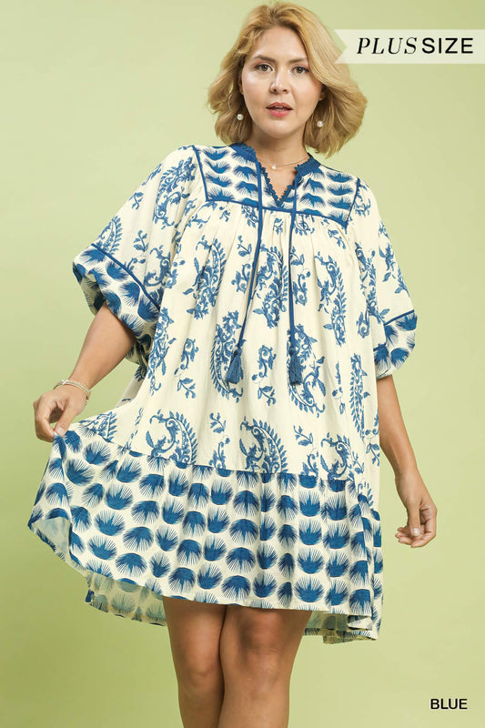 Umgee Abstract Print Curvy Dress P512