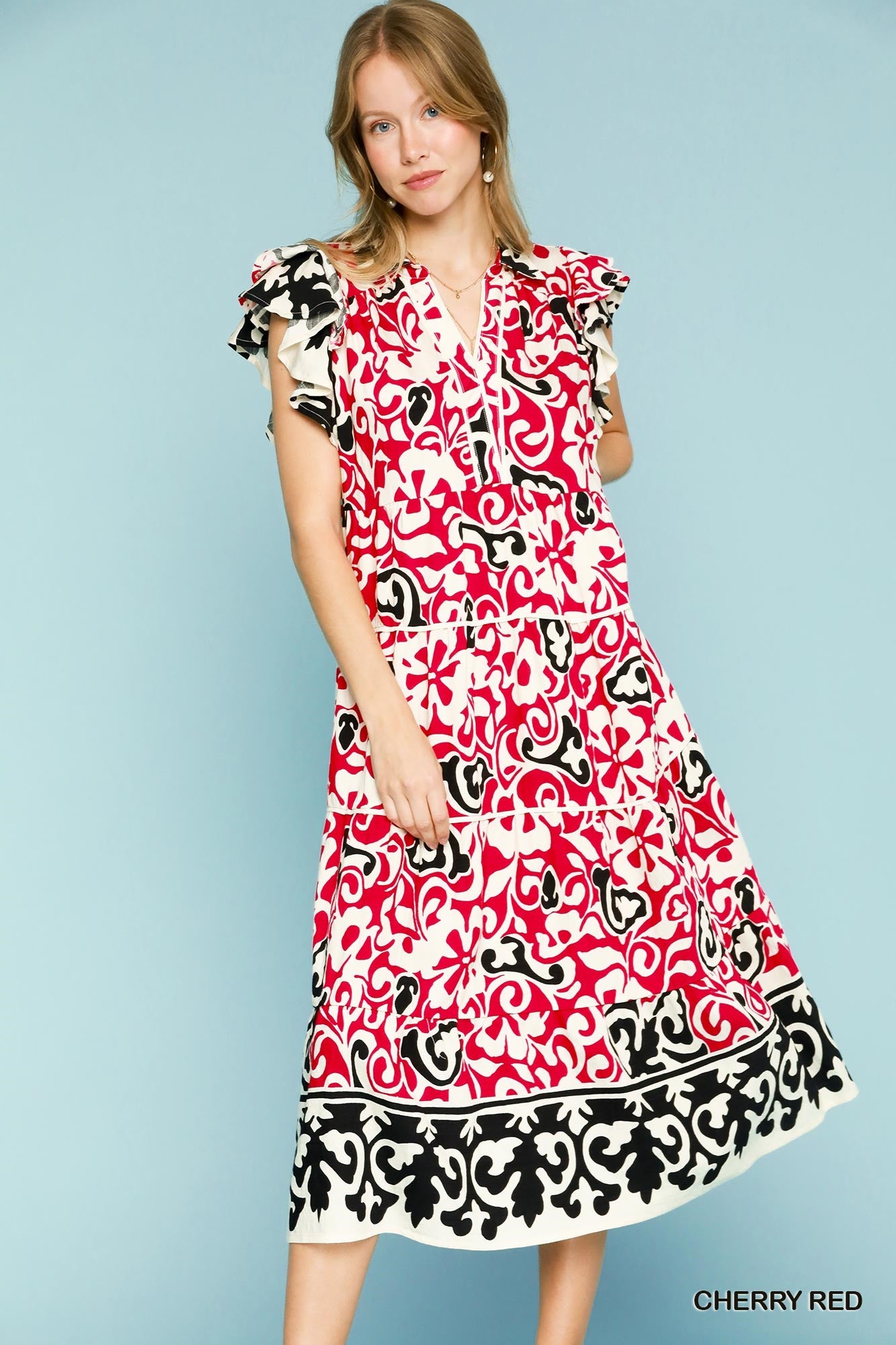 Vibrant Umgee Ruffled Midi P517