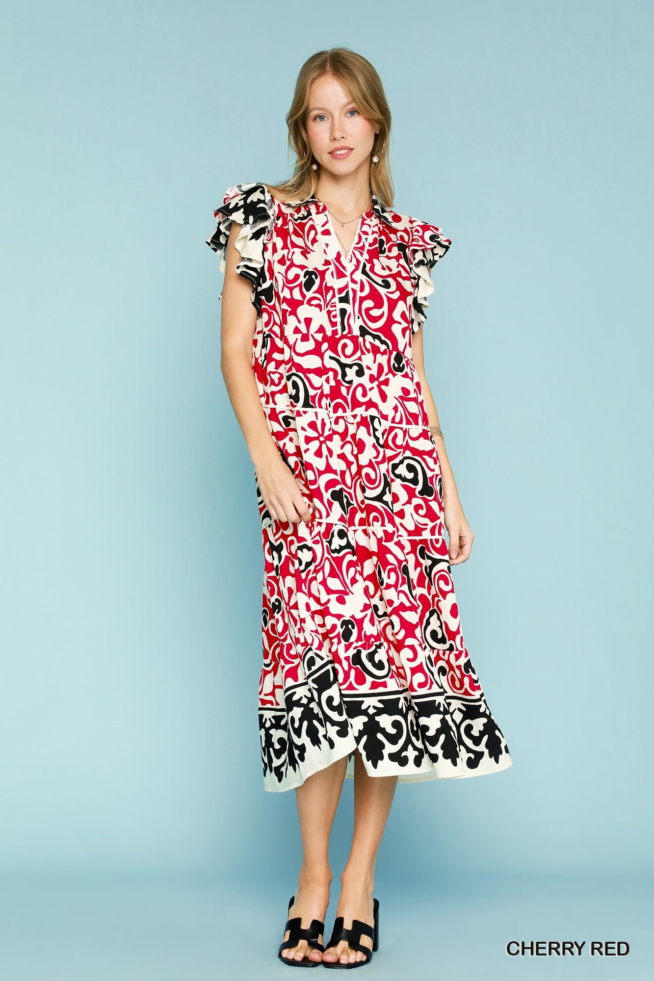 Vibrant Umgee Ruffled Midi P517