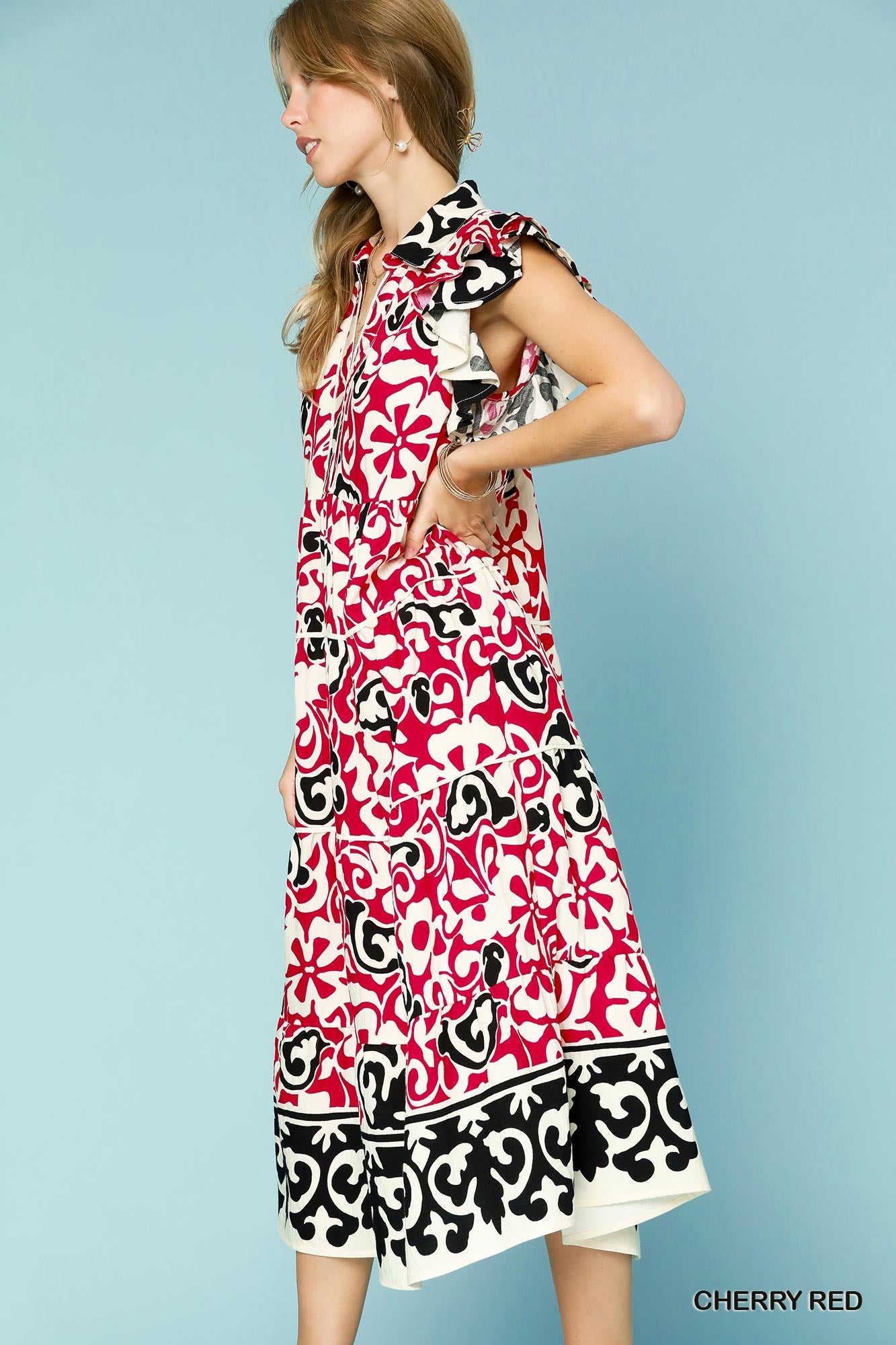 Vibrant Umgee Ruffled Midi P517