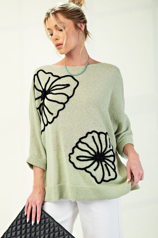 Easel Flower Patch Curvy Top P553