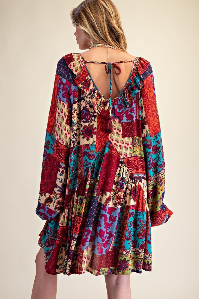 Boho Easel Patchwork Dress P552