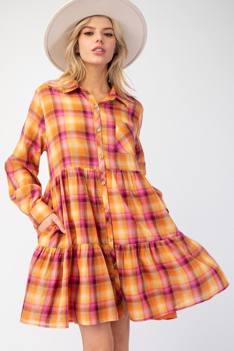 Charming Easel Plaid Dress P554
