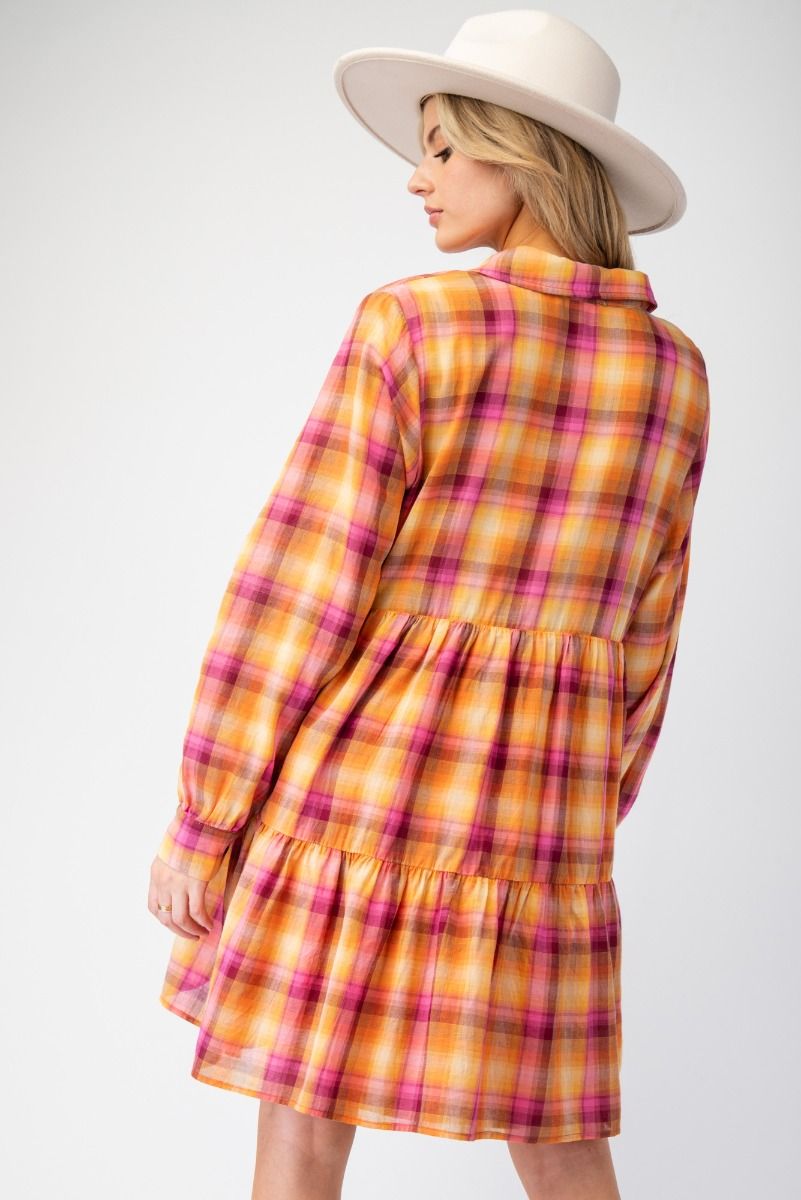 Charming Easel Plaid Dress P554