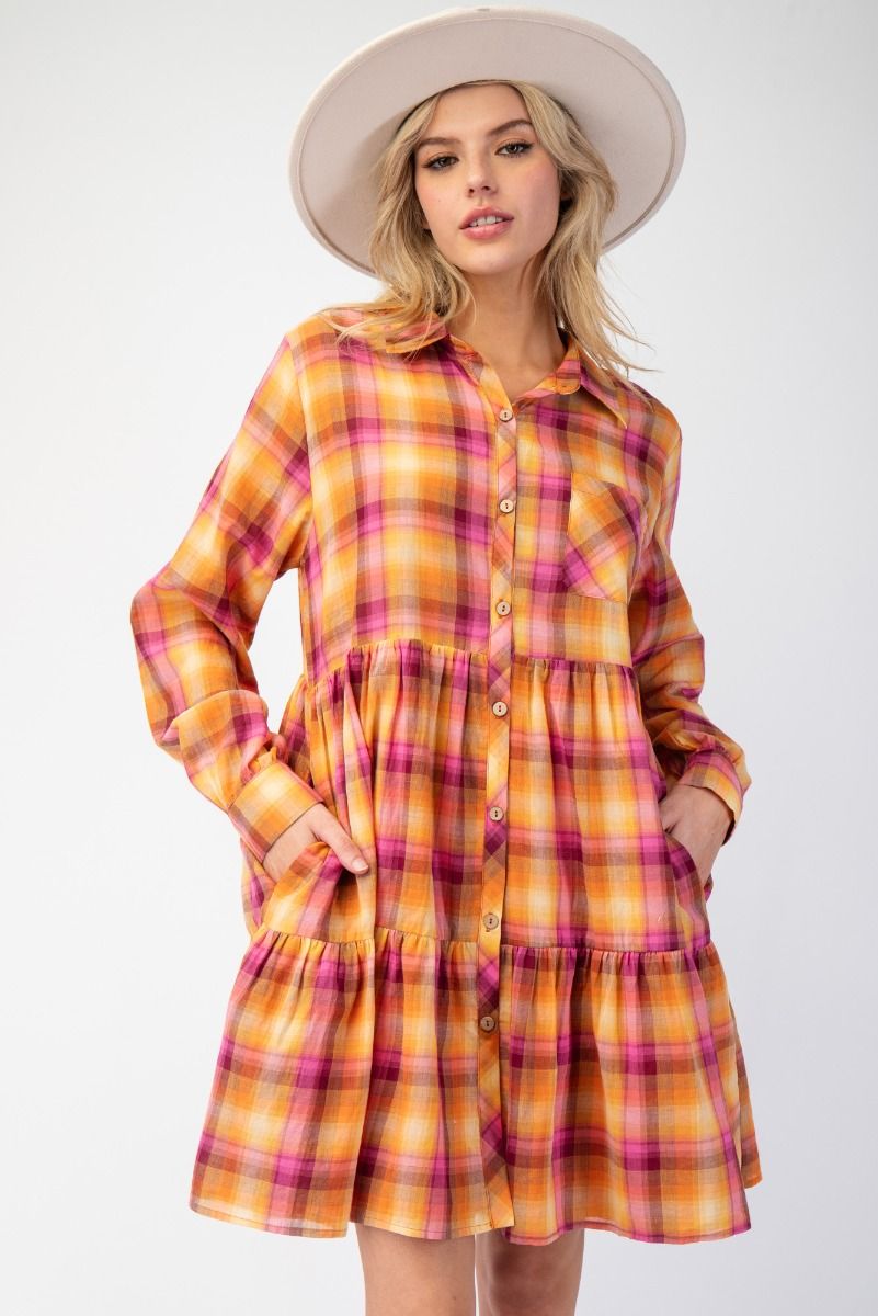 Charming Easel Plaid Dress P554