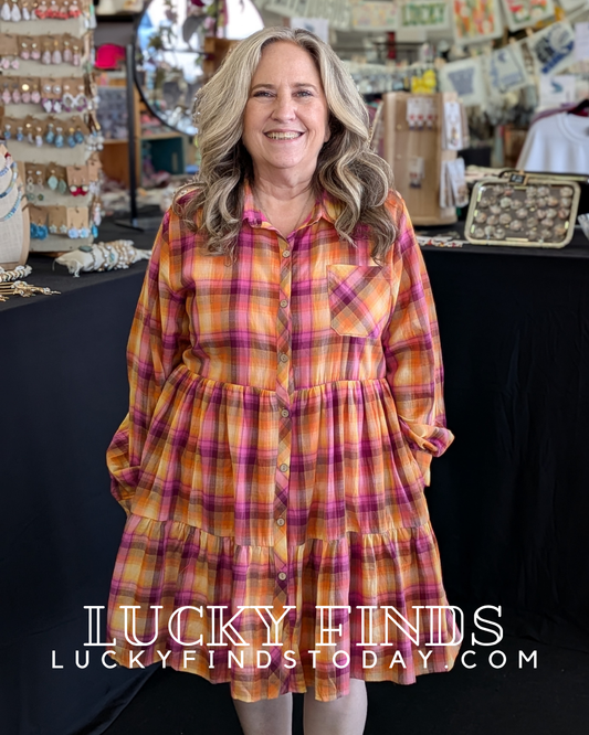 Charming Easel Plaid Dress P554