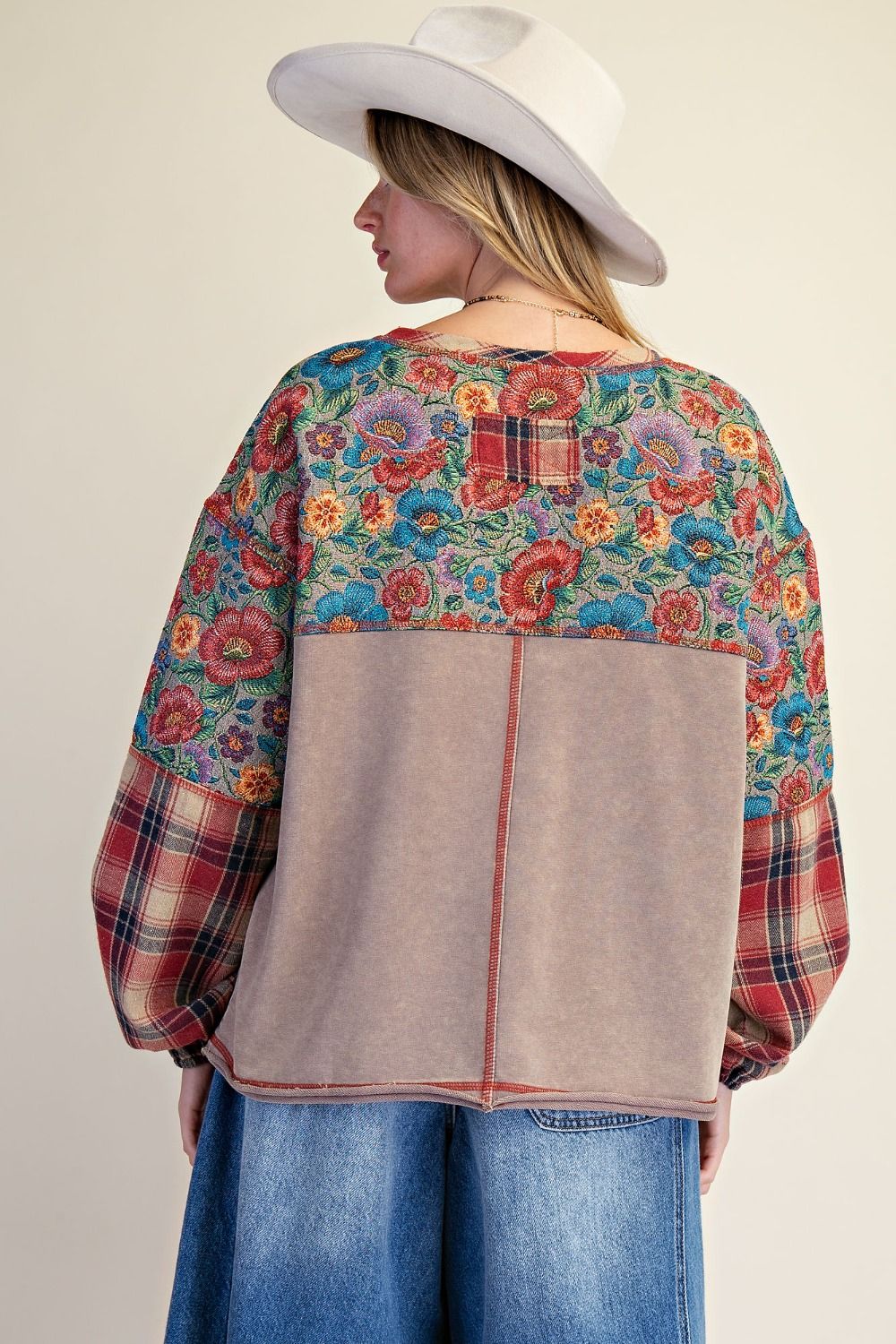 Easel Washed Mix Print Top P580