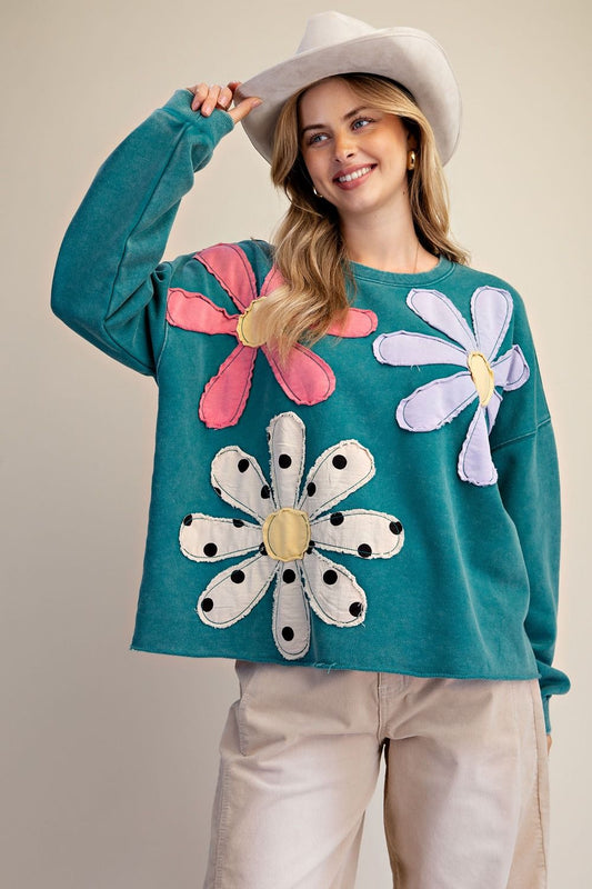 Easel Floral Patch Top P581