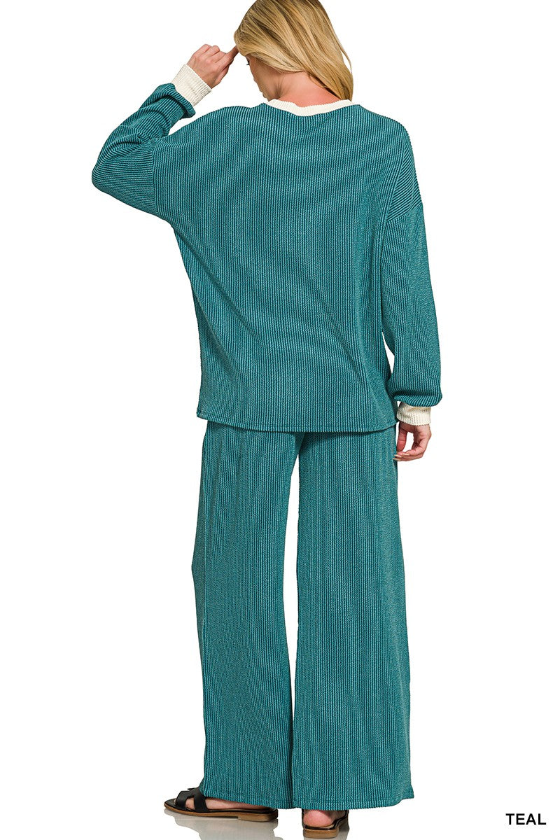 Making Wave Ribbed Pants Set Z840