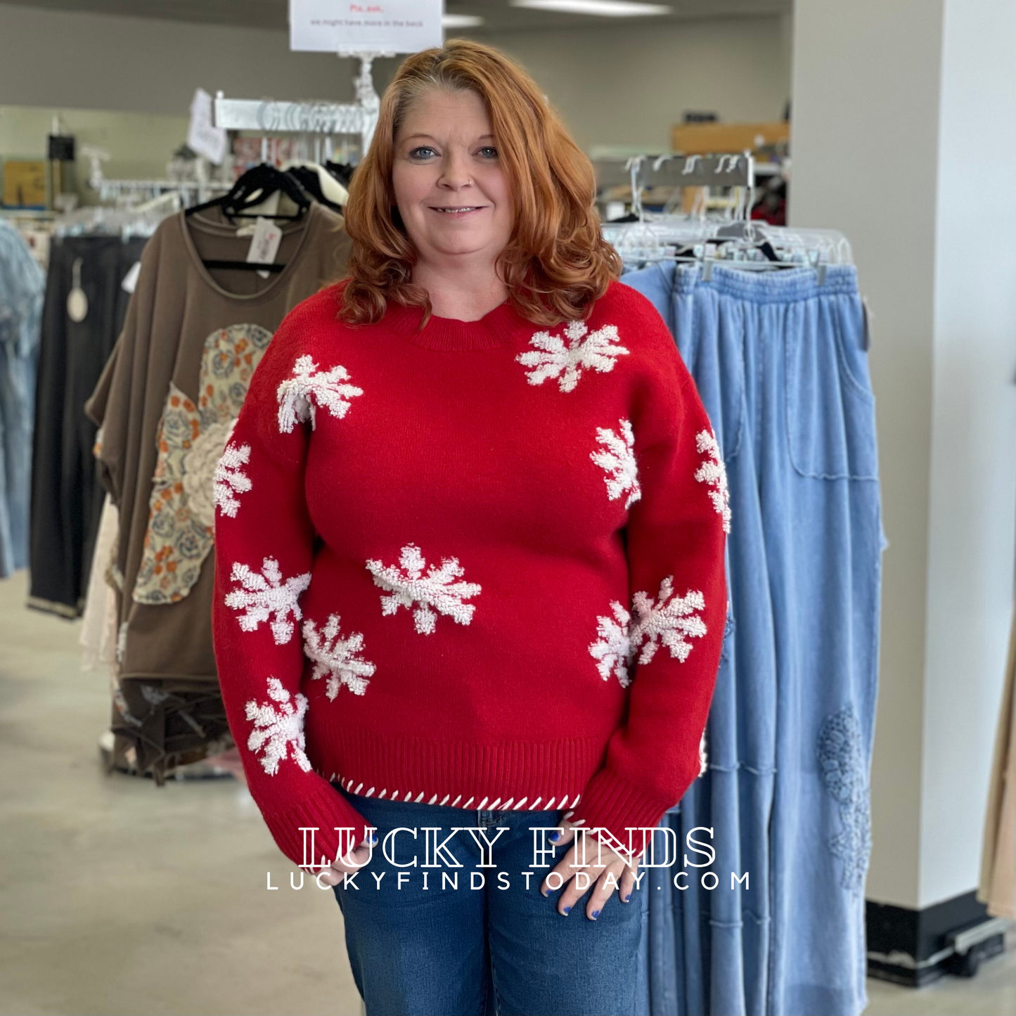 Holiday Snow Flake Curvy Sweater W108