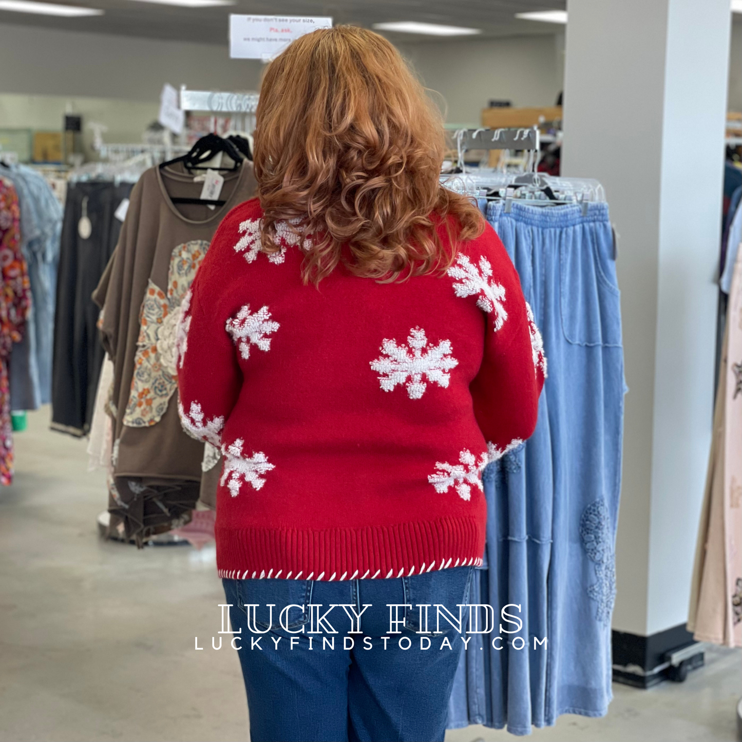 Holiday Snow Flake Curvy Sweater W108